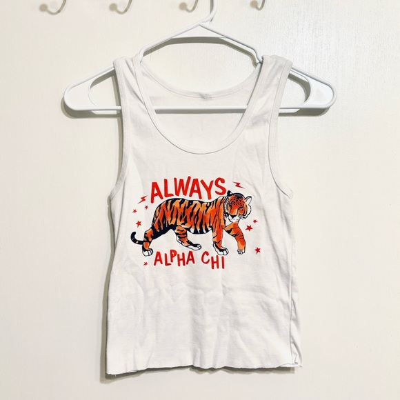Always Alpha Chi Tiger Cropped Tank Top - Picture 1 of 4